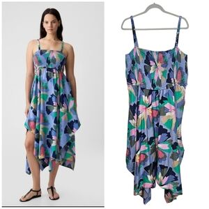Gap Smocked Handkerchief Hem Midi Floral Dress